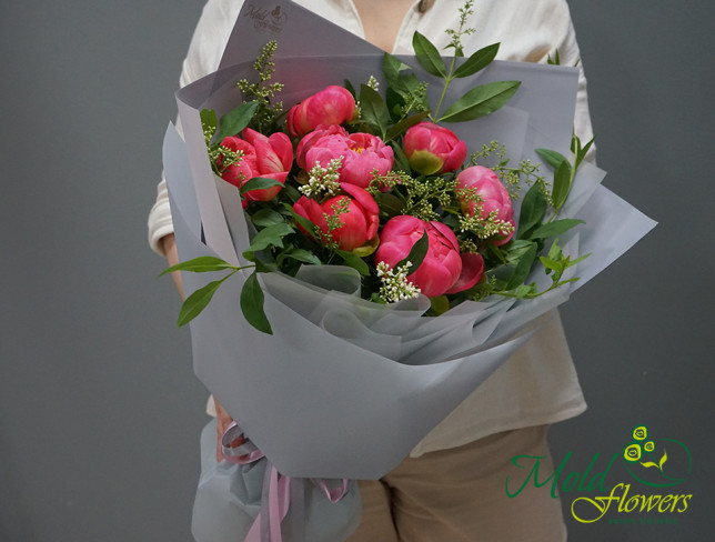 Bouquet of Coral Dutch Peonies photo